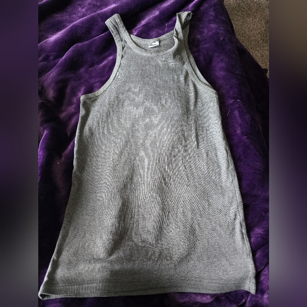 Beyond The Limit XL Gray Ribbed Cotton Tank Top